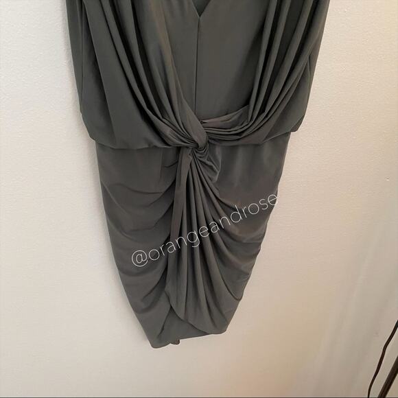 NEW MISA Los Angeles Sexy Green Ruched Bodycon Mini Dress Medium - Picture 8 of 11